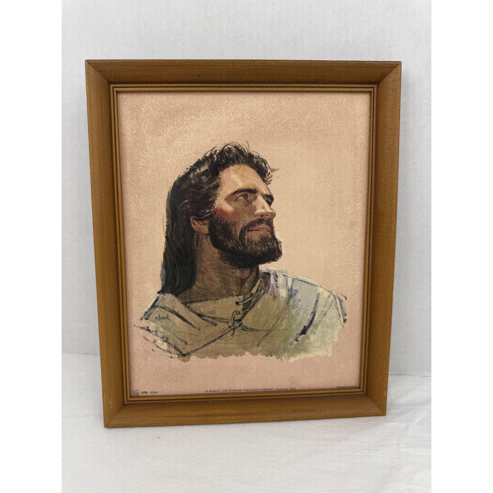 Vintage 1962 Richard Hook The Christ Framed Lithograph Print Standard Publishing